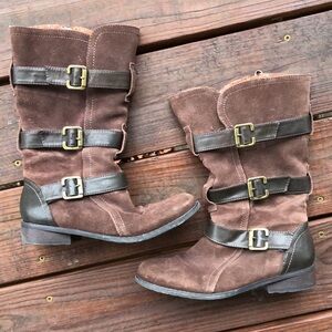 7.5 Eddie Bauer Buckle Boots Flat Paloma 2 Tone Strappy